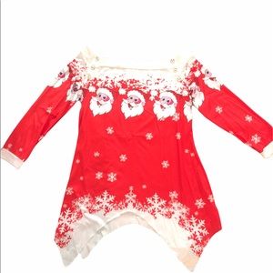 Fun Santa Top Red & White Lightweight NEW